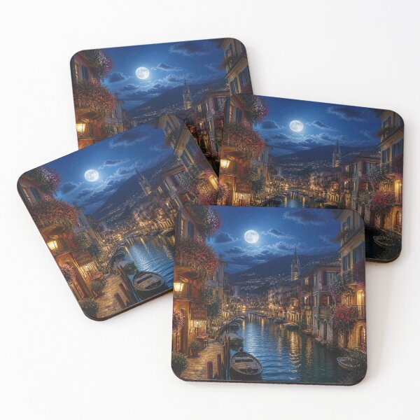 Item preview, Moonlit European Canal Town at Night designed and sold by Pioneer Spirit Market.