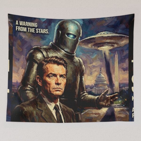 Item preview, The Day the Earth Stood Still Retro Sci-Fi Classic Gort Klaatu Tribute Art Movie Poster designed and sold by Art's Diner.