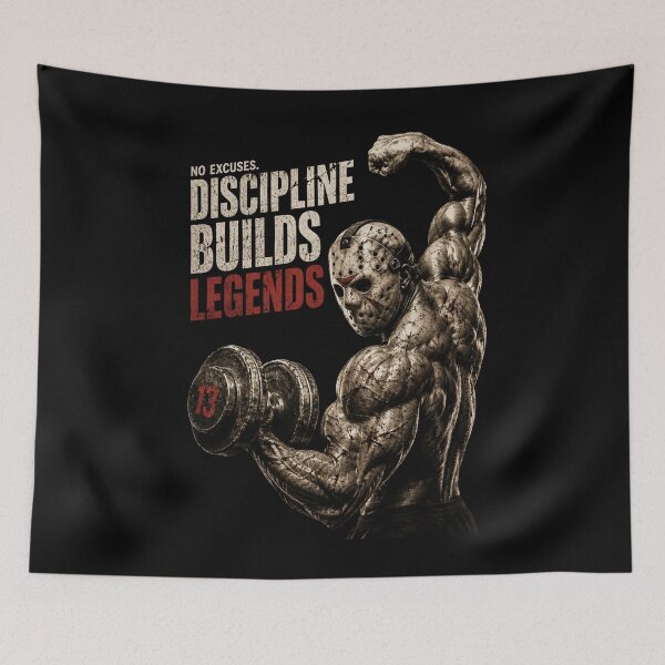 Item preview, Discipline Builds Legends Jason Voorhees Funny Halloween Gym designed and sold by Digistore1221.
