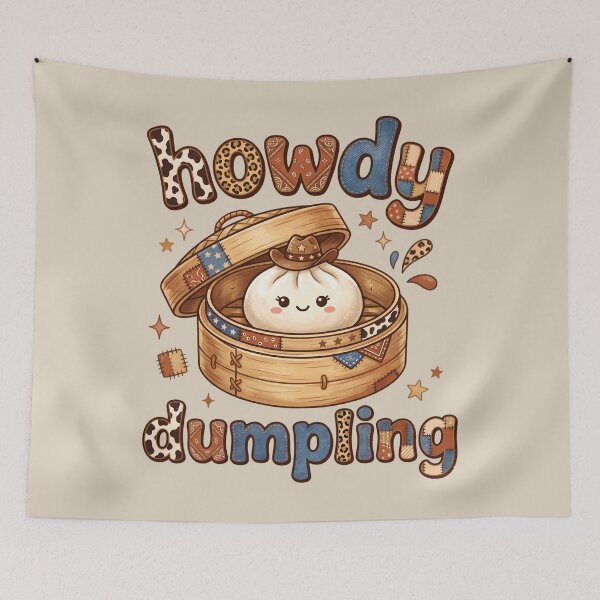 Item preview, howdy Dumpling – Cute Kawaii cowboy Dumpling designed and sold by EmeraldeaArt.