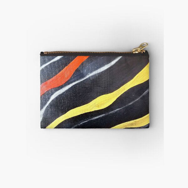 Item preview, Flow I — Waves · Abstract Oil Painting on Black, Gold Red Silver Art Print designed and sold by ArtByShoonya.