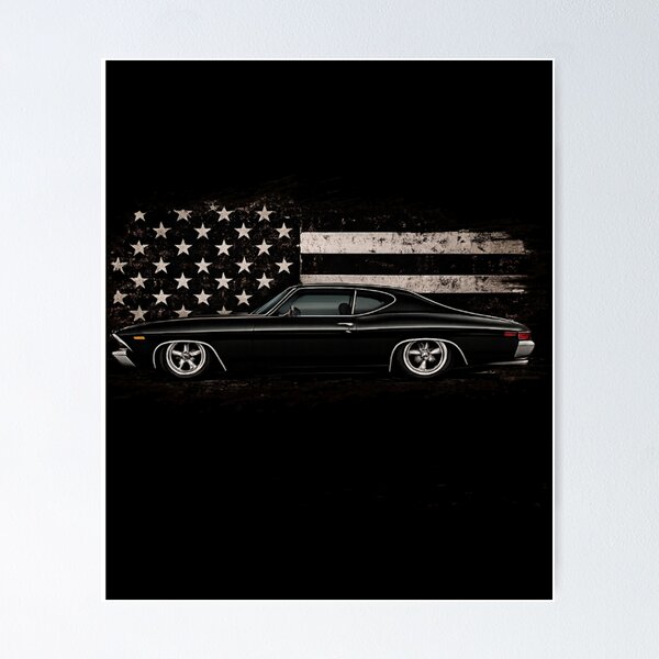 Item preview, Black 1969 Muscle Car & Distressed American Flag | Vintage Classic Car T-Shirt designed and sold by Diesel outlaw .
