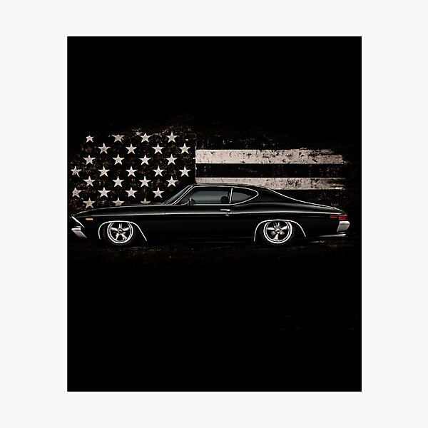 Item preview, Black 1969 Muscle Car & Distressed American Flag | Vintage Classic Car T-Shirt designed and sold by Diesel outlaw .