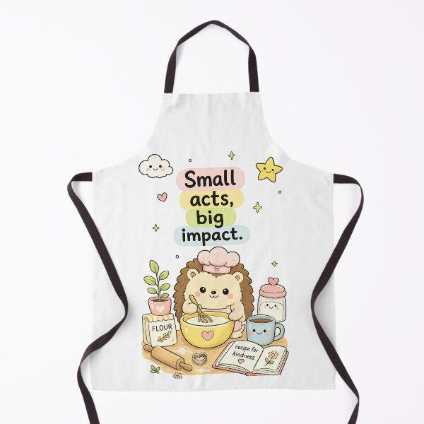 Item preview, Cute Baking Hedgehog Sticker - Small Acts Big Impact - Kawaii Kindness Quote Art designed and sold by LittleJoyStudio.Art.