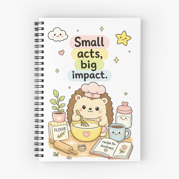 Item preview, Cute Baking Hedgehog Sticker - Small Acts Big Impact - Kawaii Kindness Quote Art designed and sold by LittleJoyStudio.Art.