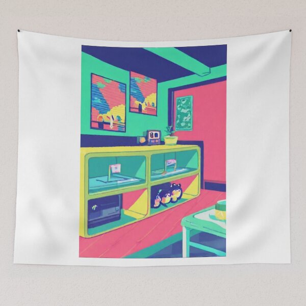 Artikelvorschau, Art - Vibrant Interior Scene, 1980s-Inspired Palette entworfen und verkauft von Reverso-Design.