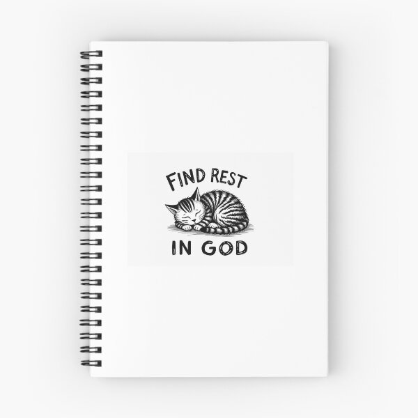 Item preview, Find Rest in God – Sleeping Cat Christian Inspirational Typography designed and sold by Alpha-Hood.