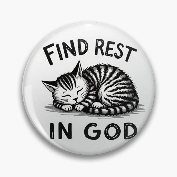 Item preview, Find Rest in God – Sleeping Cat Christian Inspirational Typography designed and sold by Alpha-Hood.