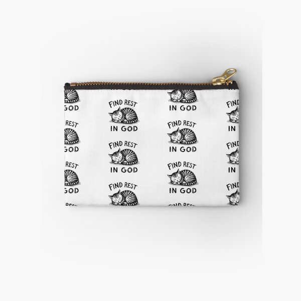 Item preview, Find Rest in God – Sleeping Cat Christian Inspirational Typography designed and sold by Alpha-Hood.