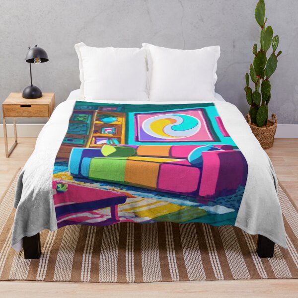 Item preview, Art - Vibrant Living Room Interior, Fauvist and Pop Art Style designed and sold by Reverso-Design.
