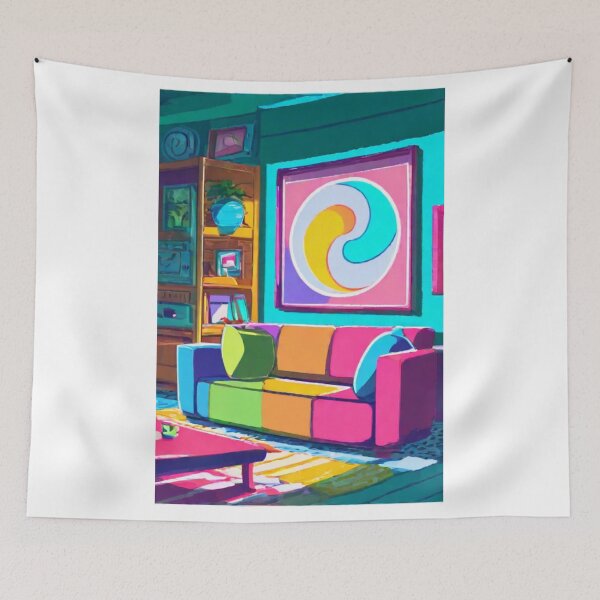 Item preview, Art - Vibrant Living Room Interior, Fauvist and Pop Art Style designed and sold by Reverso-Design.