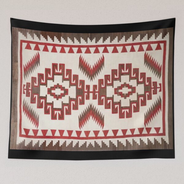Item preview, NAVAJO 1920s TAPESTRY RESTORATOIN ORIGINAL RED & IVORY - RARE COLORS FOR NAVAJO ART! rotated designed and sold by Big Bang Canvas.