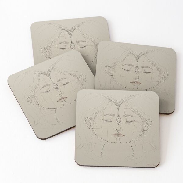 Item preview, Minimalist Continuous Line Couple Portrait – Romantic Overlapping Faces One Line Art Design designed and sold by PixPixari.