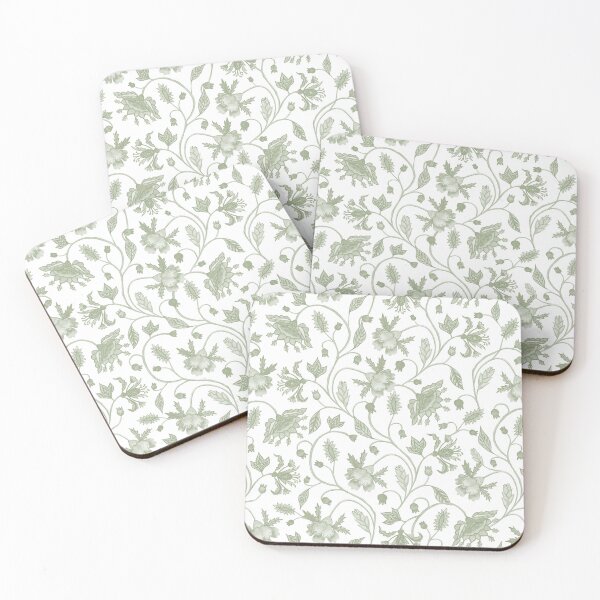 Item preview, Chinoiserie Floral - hand painted - sage green & white designed and sold by Moritza Jarman Design.