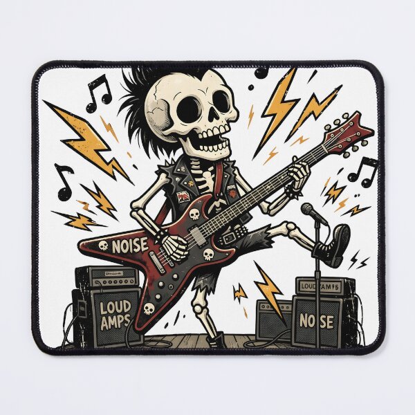 Item preview, Punk Rocker Skeleton Playing Electric Guitar on Stage Retro designed and sold by MisteryDesigner.