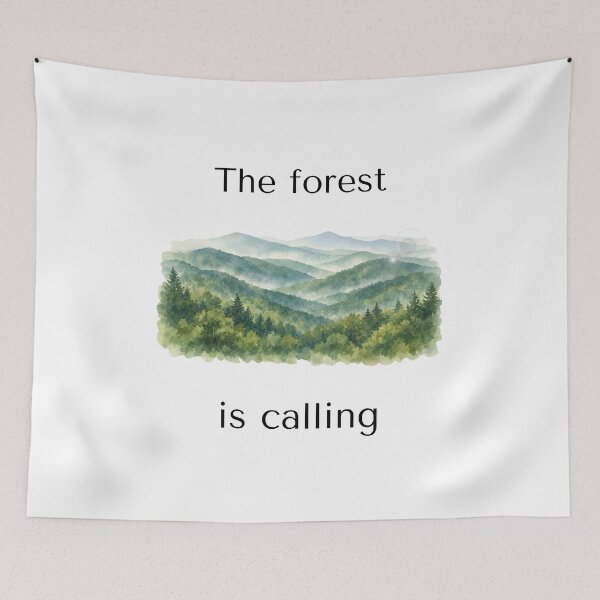 Item preview, The Forest Is Calling – Minimalist Mountain Quote designed and sold by EclairArtShop.