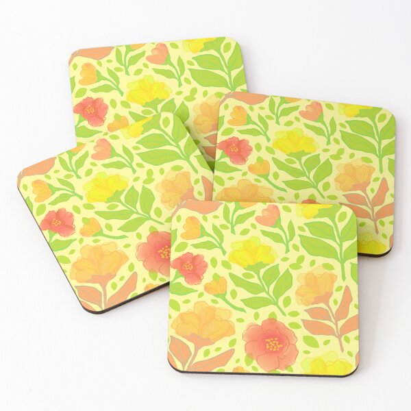 Item preview, Modern watercolor flowers on pale yellow designed and sold by MarySchwindt.