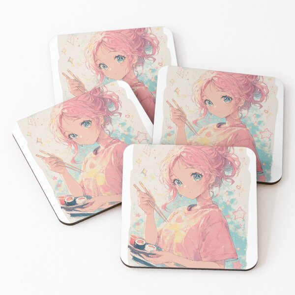 Item preview, Kawaii Sushi Girl | Pastel Pink Anime Aesthetic designed and sold by SlowDays Studio.