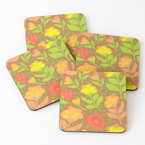 Item preview, Modern watercolor flowers on warm brown background  designed and sold by MarySchwindt.