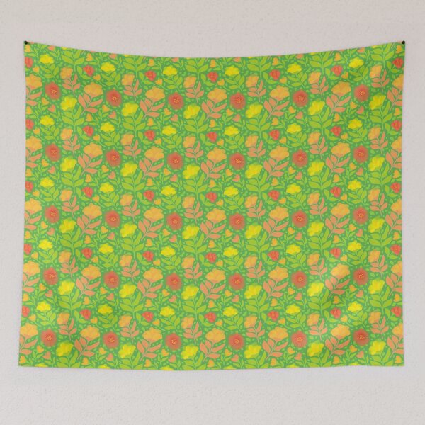 Item preview, Modern watercolor flowers on green background  designed and sold by MarySchwindt.