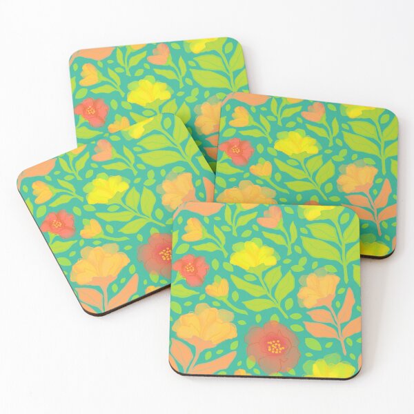 Item preview, Modern watercolor flowers on turquoise designed and sold by MarySchwindt.
