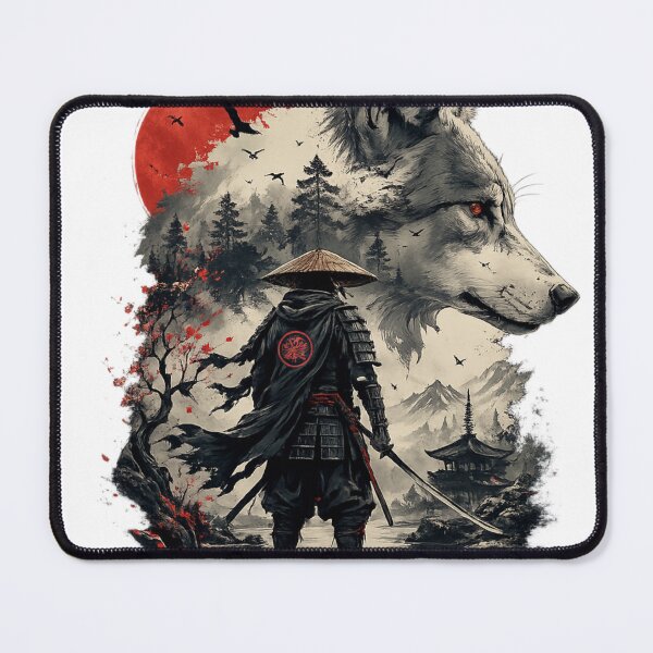 Item preview, Lone Samurai and Spirit Wolf  | Japanese Vintage Art | Warrior Graphic read designed and sold by Saeed  Ahmad.