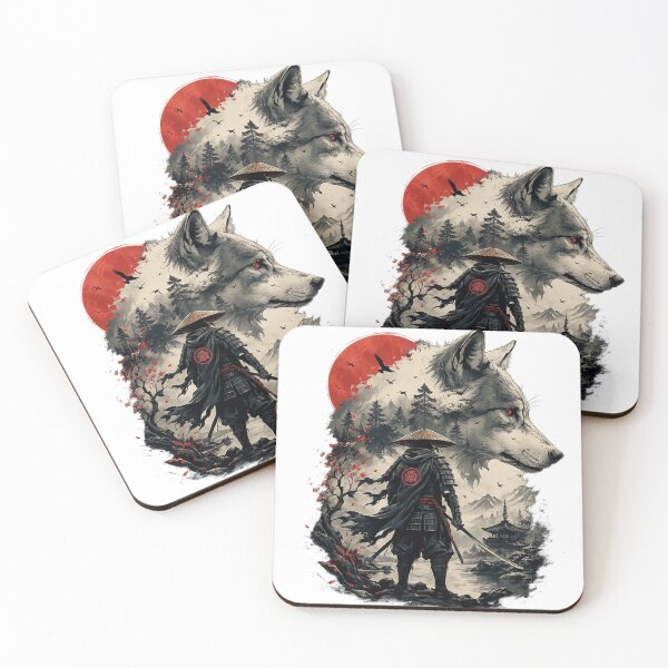 Item preview, Lone Samurai and Spirit Wolf  | Japanese Vintage Art | Warrior Graphic read designed and sold by Saeed  Ahmad.
