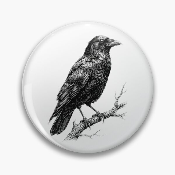 Item preview, Realistic high detail black and white raven designed and sold by Minimalisticaly.