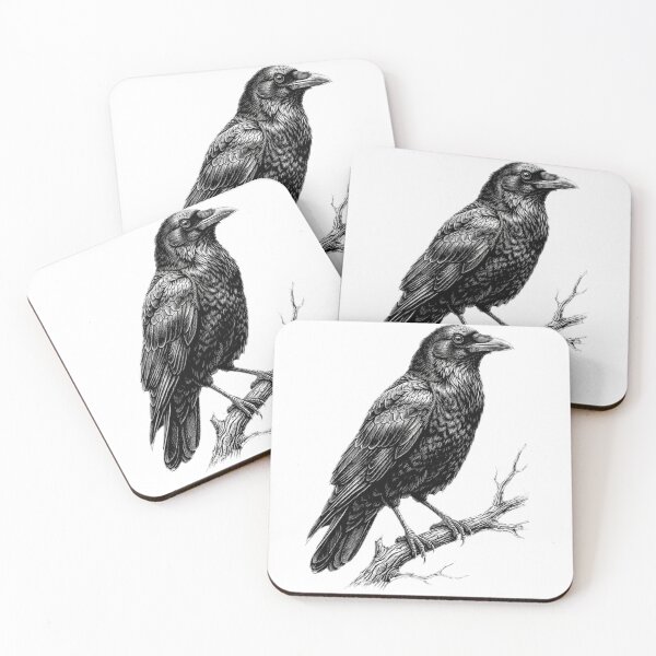 Item preview, Realistic high detail black and white raven designed and sold by Minimalisticaly.