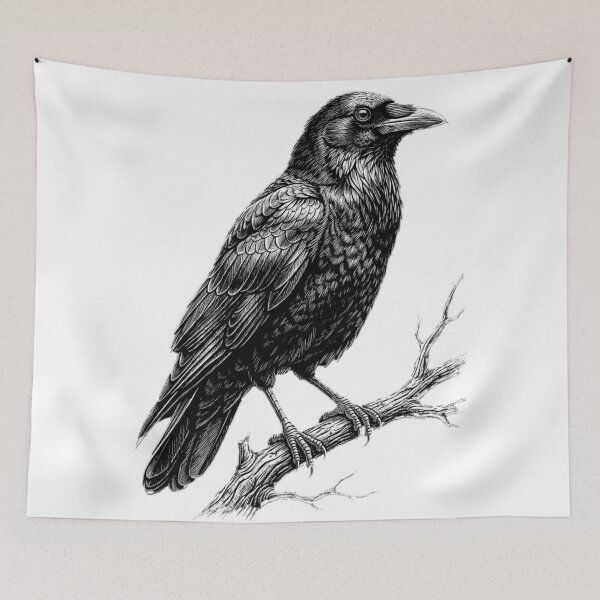 Item preview, Realistic high detail black and white raven designed and sold by Minimalisticaly.