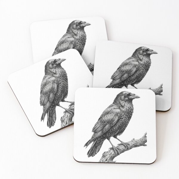 Item preview, Realistic high detail black and white crow designed and sold by Minimalisticaly.