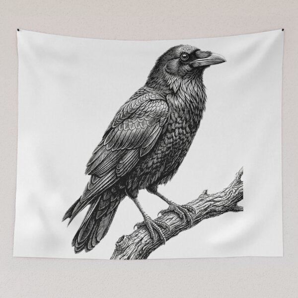 Item preview, Realistic high detail black and white crow designed and sold by Minimalisticaly.