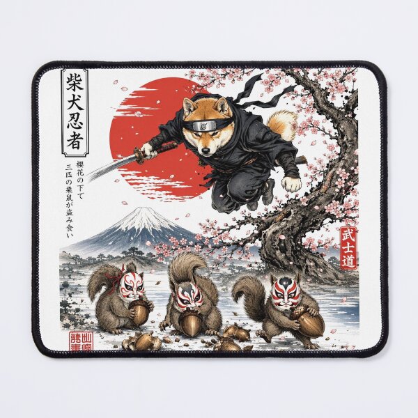 Item preview, Shinobi Shiba Ninja | Kabuki Squirrel Heist | Japanese Ukiyo-e Dog Warrior designed and sold by Natalia-Vlad.