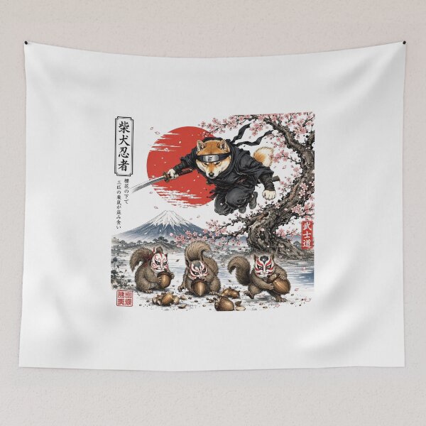 Item preview, Shinobi Shiba Ninja | Kabuki Squirrel Heist | Japanese Ukiyo-e Dog Warrior designed and sold by Natalia-Vlad.