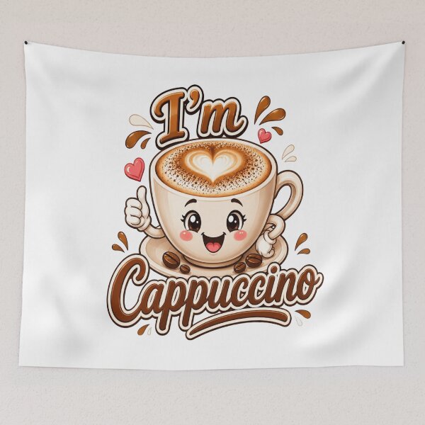 Item preview,  I'm Cappuccino – Cute Smiling Coffee Cup Graphic  designed and sold by RipantinaFantasy .