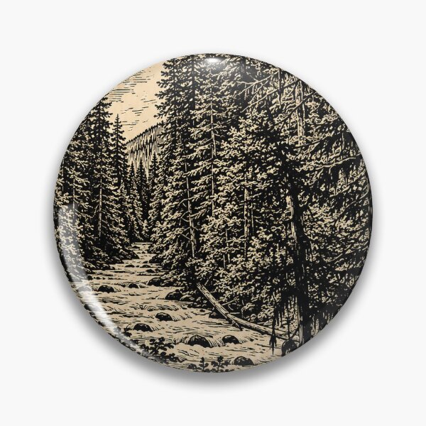 Item preview, Forest River Landscape | Woodland Linocut Sticker & Postcard designed and sold by Linoluca.