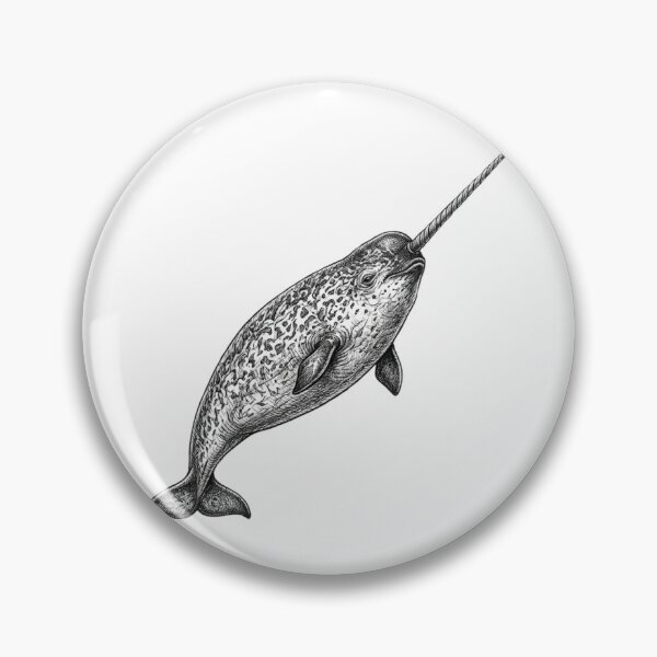 Item preview, Realistic high detail black and white narwhal designed and sold by Minimalisticaly.