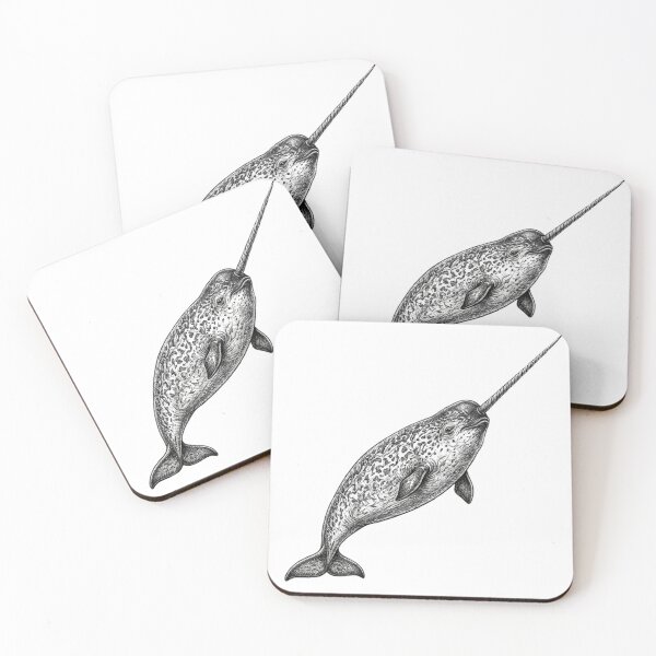 Item preview, Realistic high detail black and white narwhal designed and sold by Minimalisticaly.