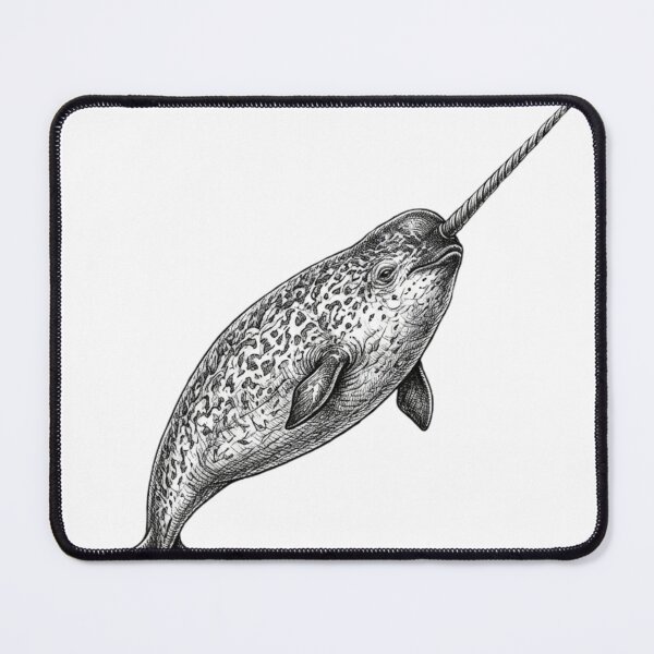 Item preview, Realistic high detail black and white narwhal designed and sold by Minimalisticaly.