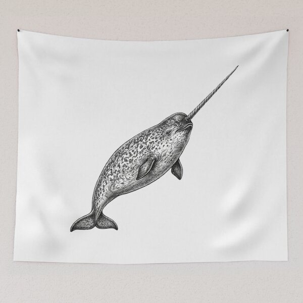 Item preview, Realistic high detail black and white narwhal designed and sold by Minimalisticaly.