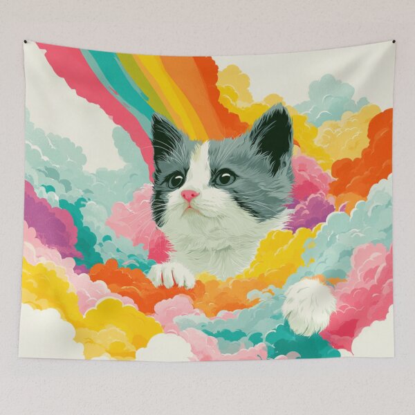 Item preview, Rainbow Cloud Kitty designed and sold by bubblyrainbow.