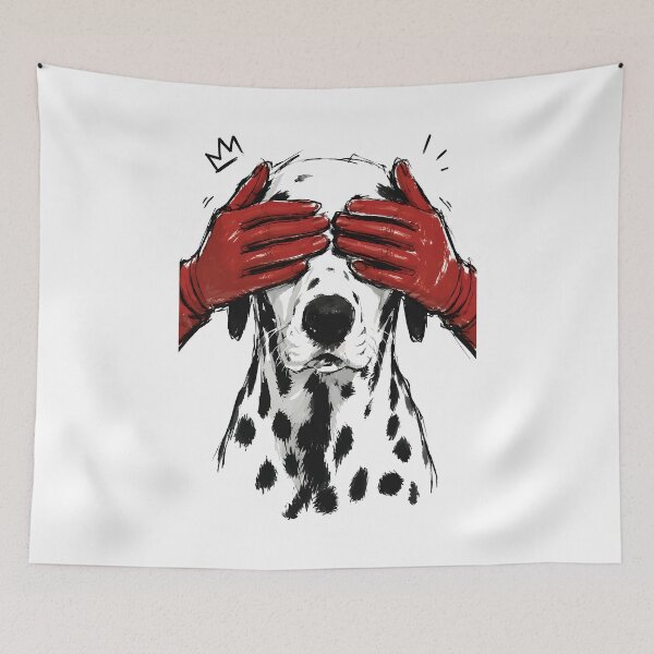 Item preview, Dalmatian Dog Peekaboo Red Gloves Playful Art designed and sold by RamyGallery.