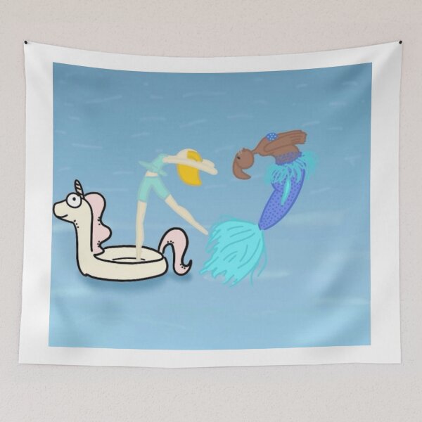 Item preview, Mermaid and Gymnast by Unicorn Pool Float Drawing designed and sold by Sweet-Weirdo.