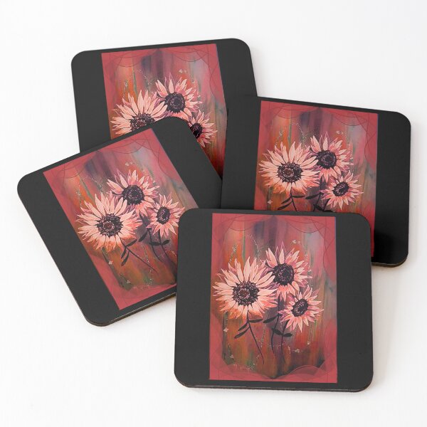 Item preview, Moody Pink Sunflowers Dark Floral Painting designed and sold by ArtistsAtticWI.