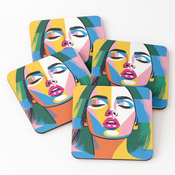 Item preview, Vibrant Pop Art Geometric Woman Portrait designed and sold by HappyOops.