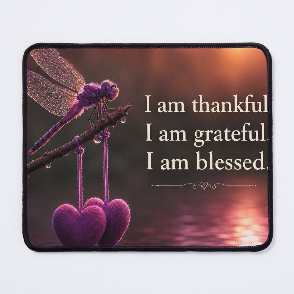 Item preview, I Am Thankful Grateful Blessed Dragonfly Art designed and sold by Pioneer Spirit Market.