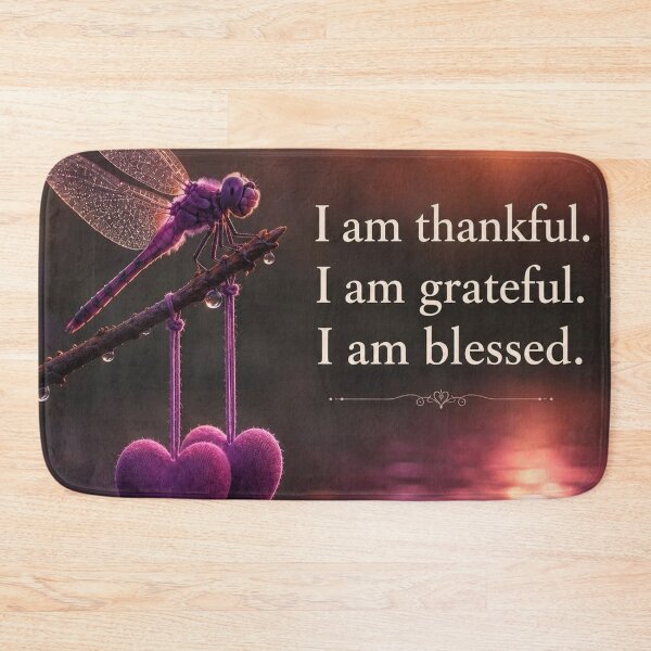 Item preview, I Am Thankful Grateful Blessed Dragonfly Art designed and sold by Pioneer Spirit Market.