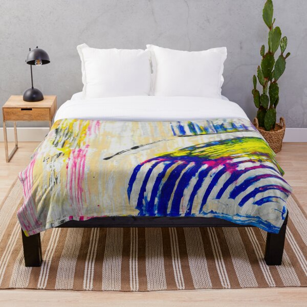 Item preview, Pintura abstracta moderna colorida en azul, amarillo y rosa. designed and sold by BuckaBaby.