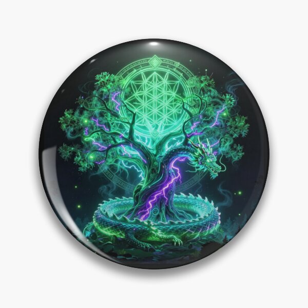 Item preview, Neon Dragon Tree of Life – Sacred Geometry Fantasy Glow Art designed and sold by DervoTeck2767.