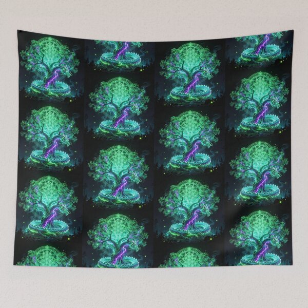 Item preview, Neon Dragon Tree of Life – Sacred Geometry Fantasy Glow Art designed and sold by DervoTeck2767.